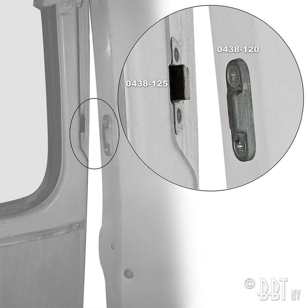 Achterklep zijgeleiding, klep detail — T1, T2