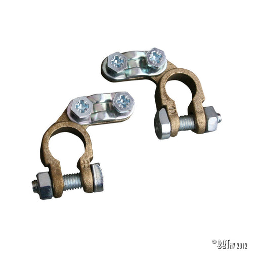 Accupoolklemmen + & -, per paar – VW T1 Bus, T2 Bus, Kever, KG, T3 Bus, Type 3, Type 181
