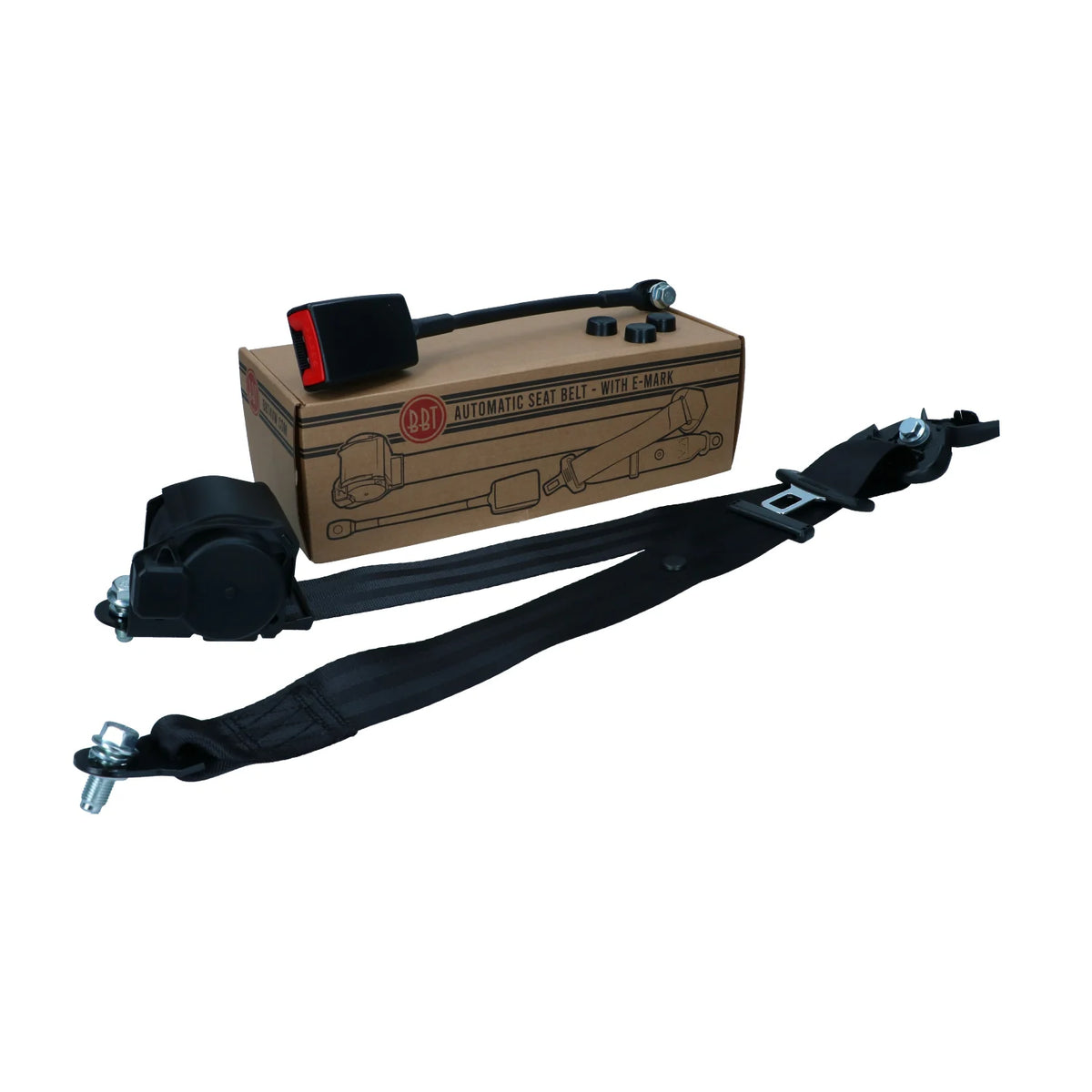 VW T1 Bus - T2 Bus - Beetle - KG - T4 Bus - T3 Bus | Seat belt 3-point (automatic) black - With E-mark | 111 898 149A