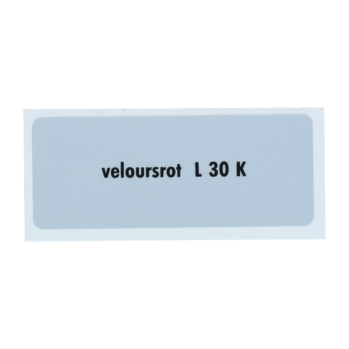 Kleurcode sticker L30K - veloursrot voor VW T1 Bus, T2 Bus, Kever en Karmann Ghia - VintageDub