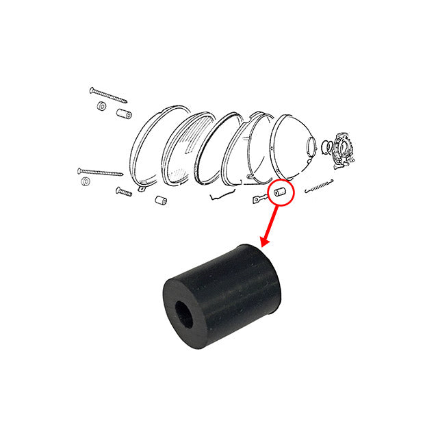 Rubber koplampregelvijs detail — T1, T2, Kever, KG