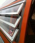 Westfalia louvered window side aluminium trim and protection with stainless steel screw, 8/1967-7/1979