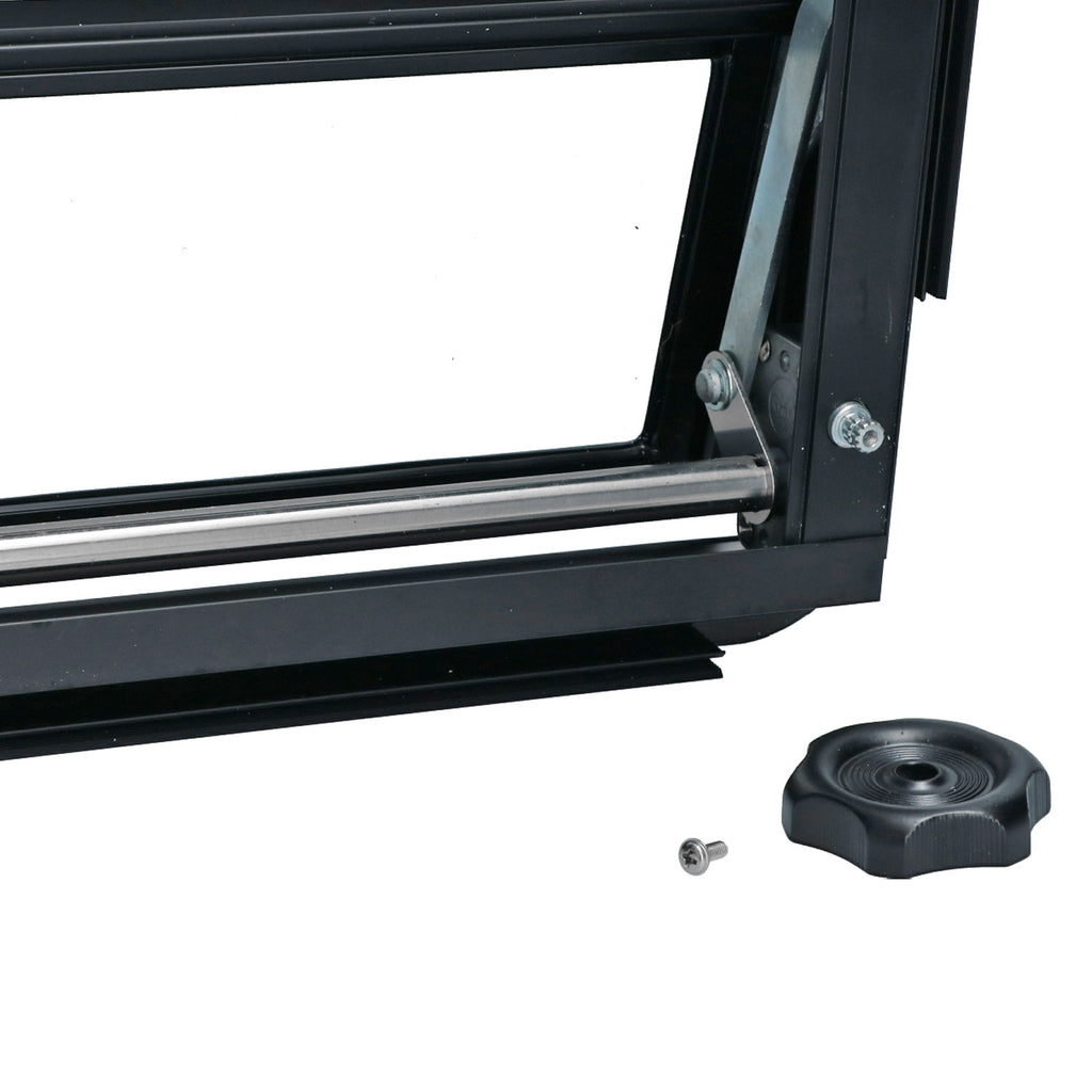 VW T3 Bus | Westfalia louvre window complete - black - knob left | 05/79-07/92