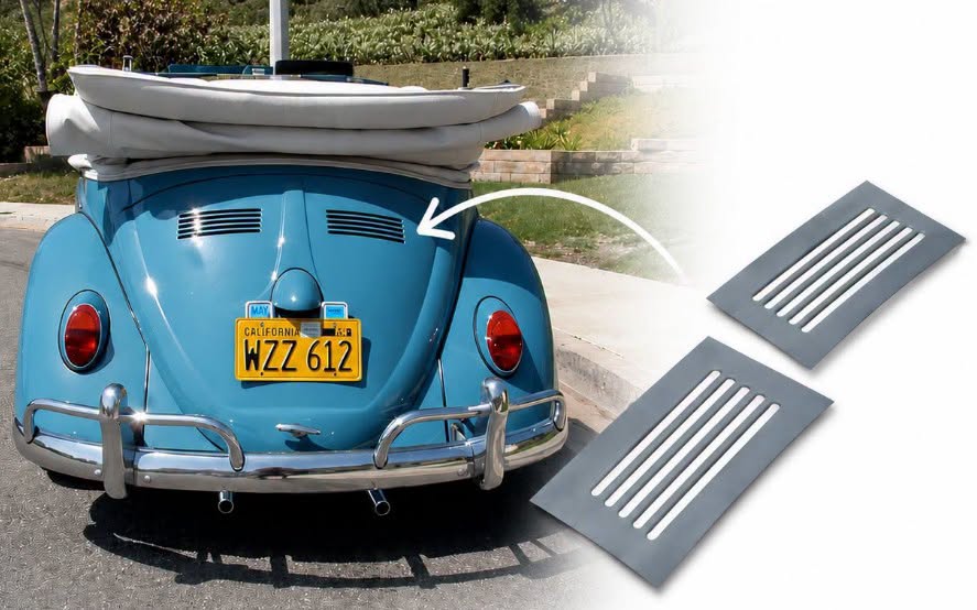 VW Beetle | Grille insert for engine lid convertible, pair, 1958-1967