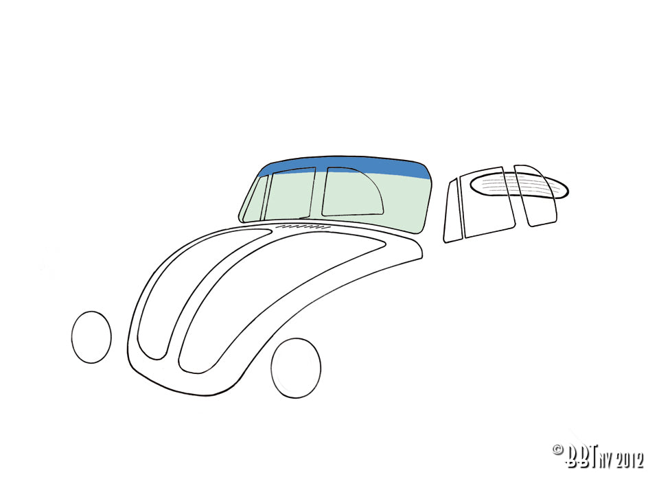 Voorruit groen, Cabrio, met blauwe band voor Kever — VintageDub