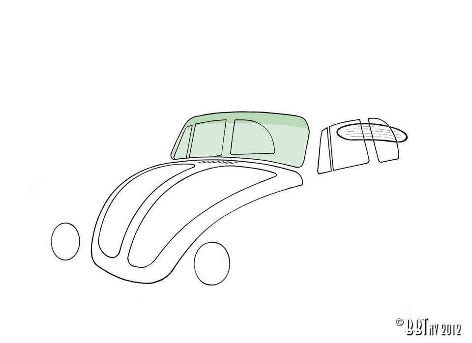 Voorruit groen, Cabrio, met groene band voor Kever — VintageDub