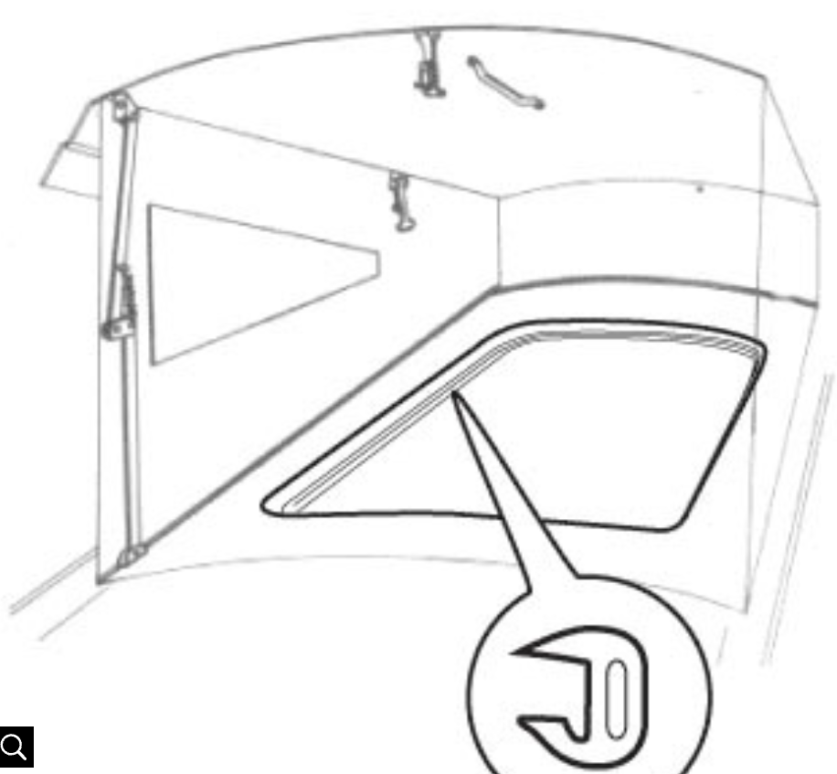 VW T2 Westfalia pop top trim, grey plastic trim section that wraps around opening of roof, 8/1967-7/1972