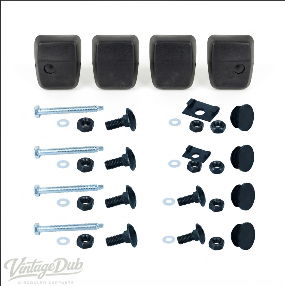 Bumper corner set, 4 pieces with mounting kits | VW T3 Bus 08/79-07/92 | 251 807 123A + 251 807 124A + 251 898 065