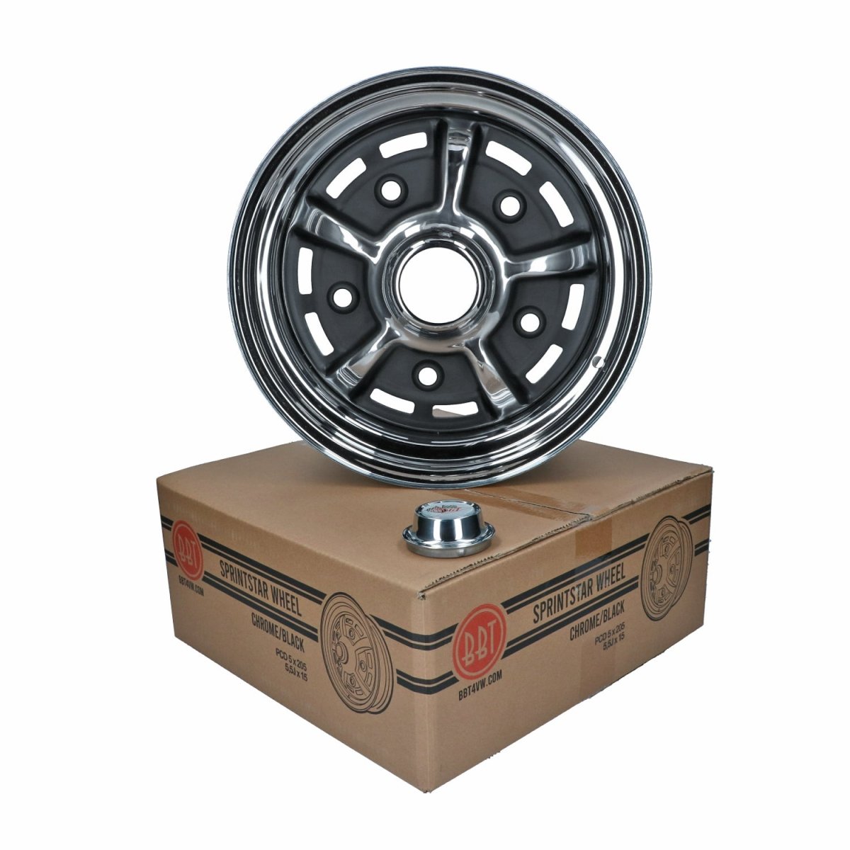 VW Beetle / T2a / Type 3 | Wheel BBT Sprintstar 5.5 x 15 ET10 5x205, chrome/black