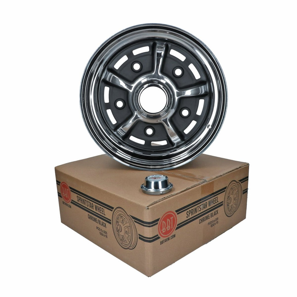 VW Beetle / T2a / Type 3 | Wheel BBT Sprintstar 8x15 ET 0, 5x205 chrome/black