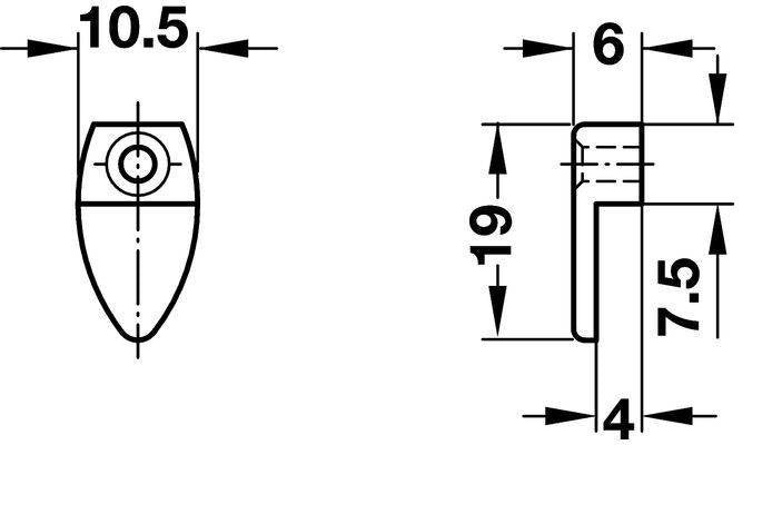 Clip for mirror, transparent,  VW T2 Westfalia, 8/1967-7/1979