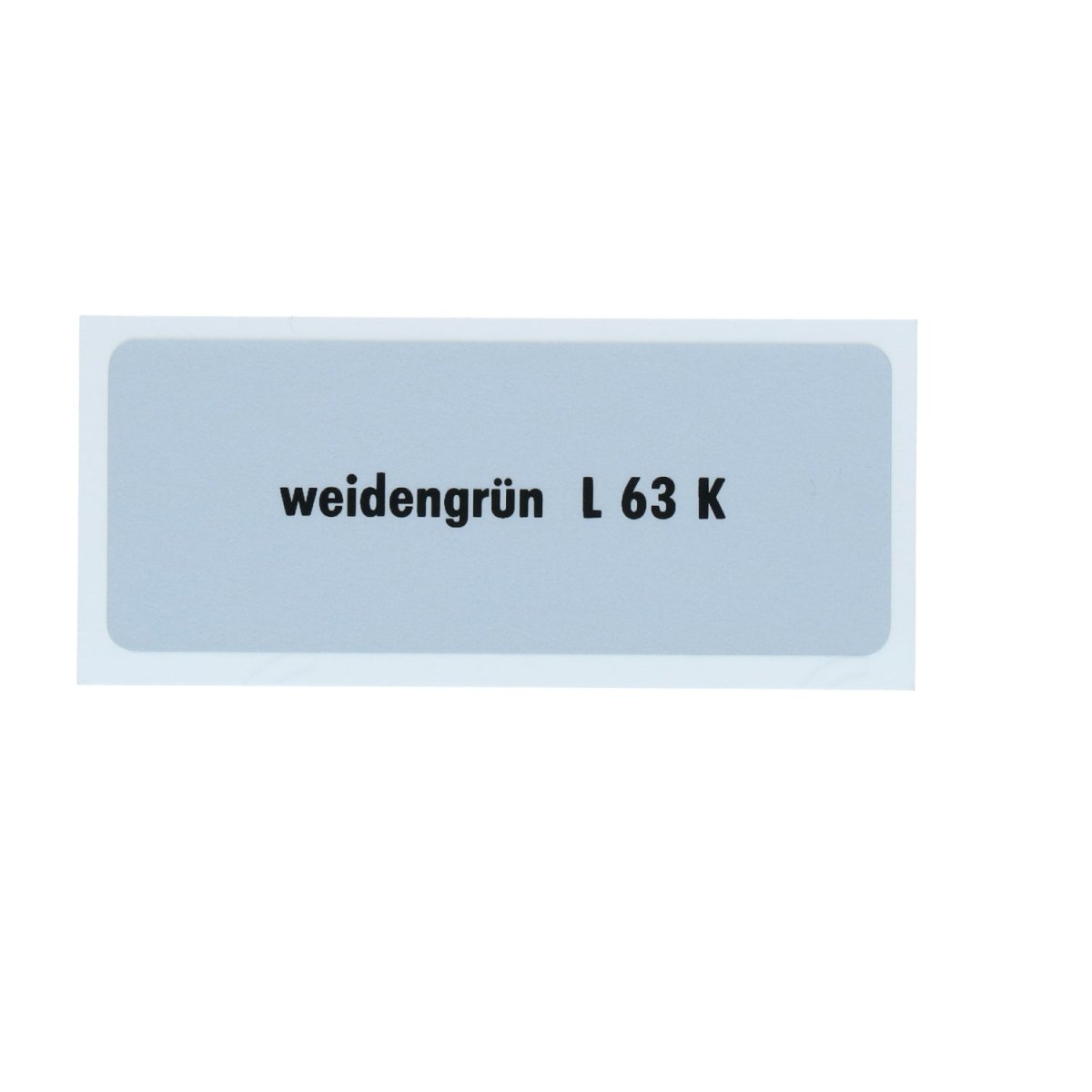 Kleurcode sticker L63K - weidengrün – VW T1 Bus, T2 Bus, Kever, KG, T3 Bus, Type 3, Type 181