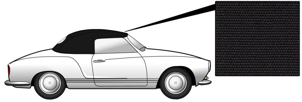 Karmann Ghia | Cabriolet kap canvas zwart (gebruik het originele glas)