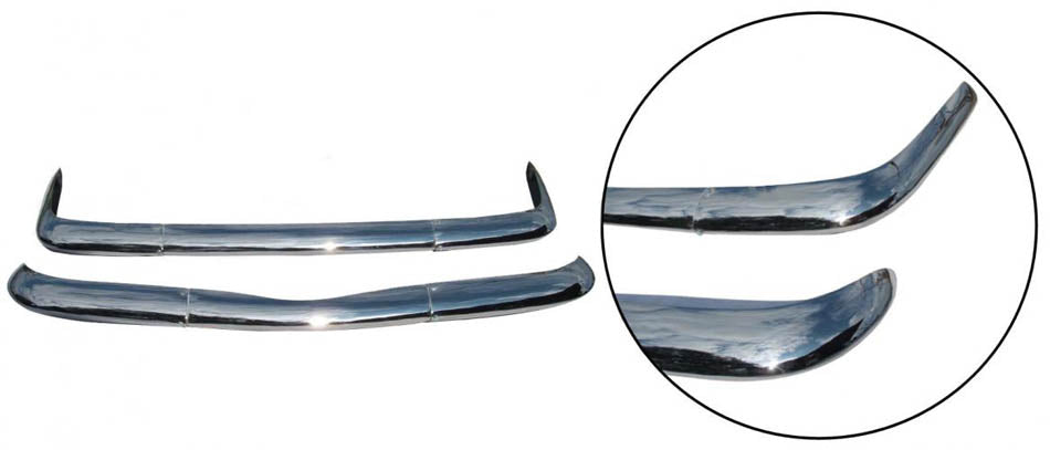 Karmann Ghia | Bumpers zonder rozetten, gepolijst RVS