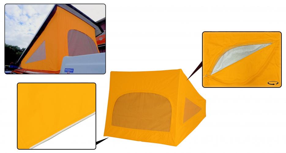 VW T2 Bus | Westfalia kantel hefdak tentdoek 3 ramen geel, 11/73-07/79