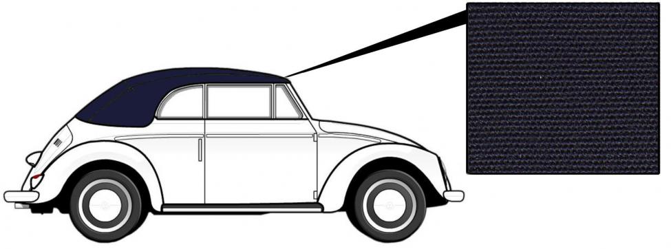 VW Kever | TMI Cabriolet kap canvas blauw | Kever 08/62 - 1966 (VIN 157 250 032) | 151871035D