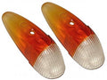 VW Beetle | Hella turn signal lens Italian orange/white (per pair) | Beetle 08/60 - 09/63 | 111953161B