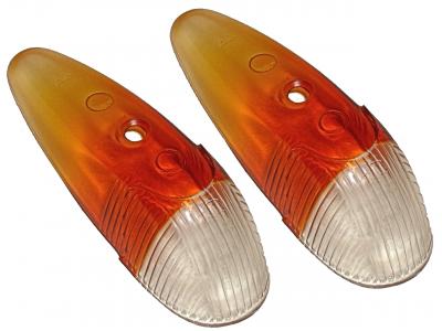VW Beetle | Hella turn signal lens Italian orange/white (per pair) | Beetle 08/60 - 09/63 | 111953161B