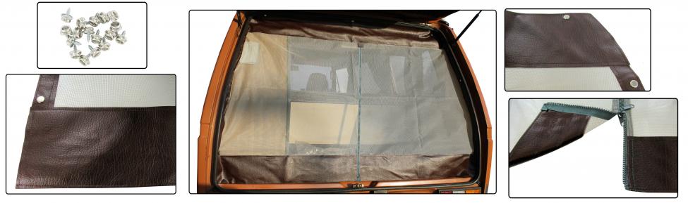VW T3 Bus | Achterklep hor inclusief montagemateriaal met rits bruin, Vanagon/T25