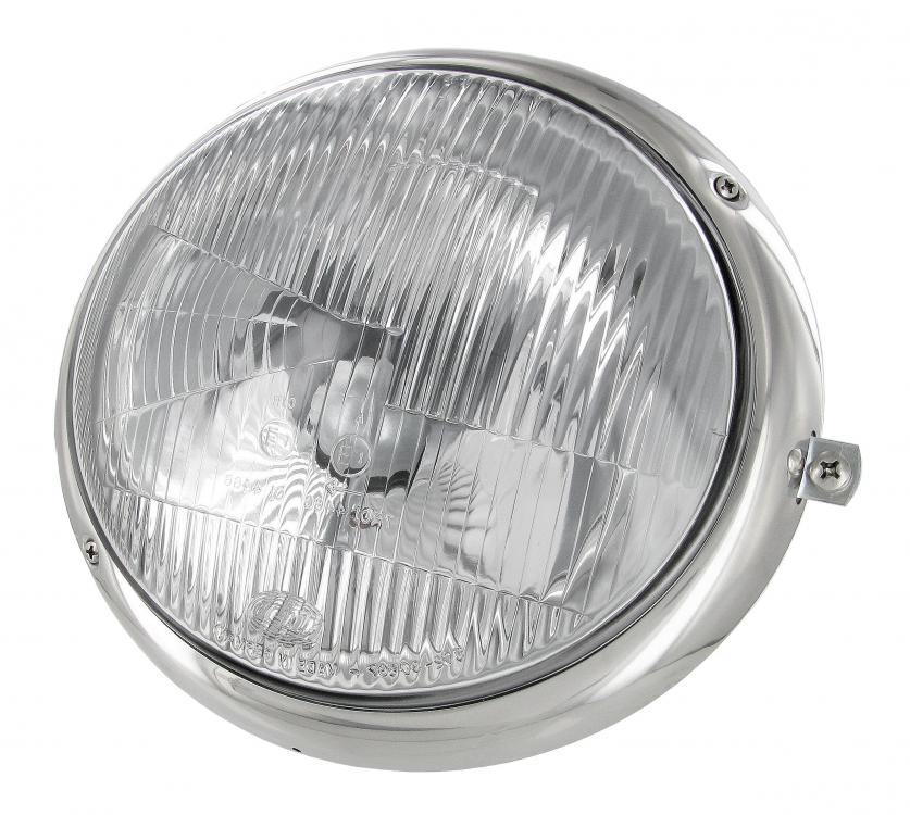 VW T1 Bus | Duplo headlight unit with stainless steel ring, right | Bus 05/60* - 07/67 LHD | 211941040