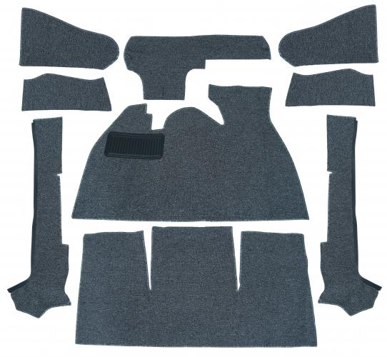 VW Kever | TMI Bouclé interieur tapijtset, gemeleerd grijs (9-delig) | Kever cabriolet LHD 08/70 - 07/72 (1302)