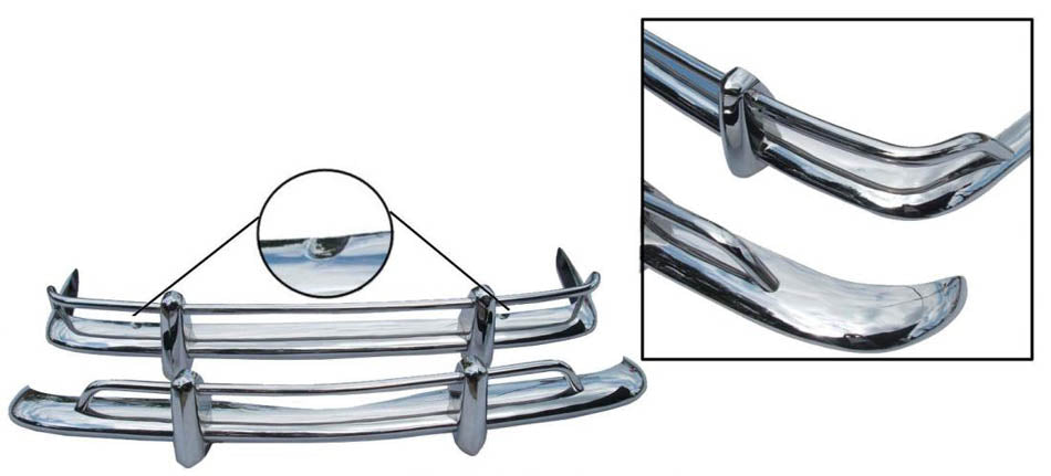 Karmann Ghia | Bumpers export, gepolijst RVS, 08/67 - 07/69