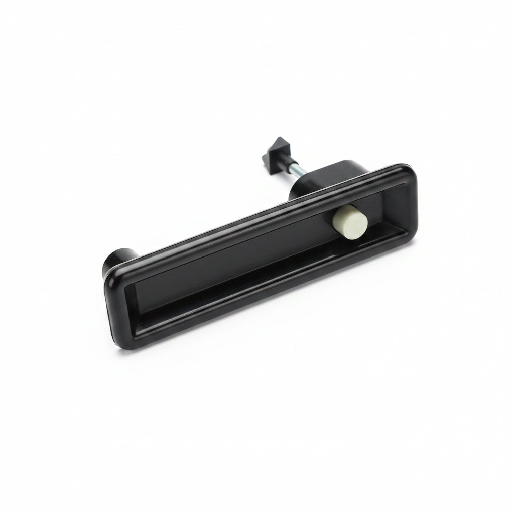 VW T2 Bus | Cupboard door handle black with white push button, Westfalia, 8/1967-7/1979