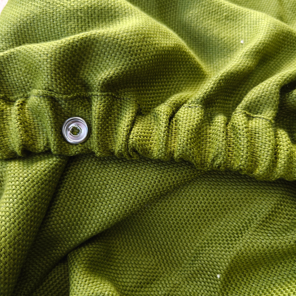 VW T2 Bus | Front cab curtain with snaps, green, Westfalia, 8/1967-7/1979