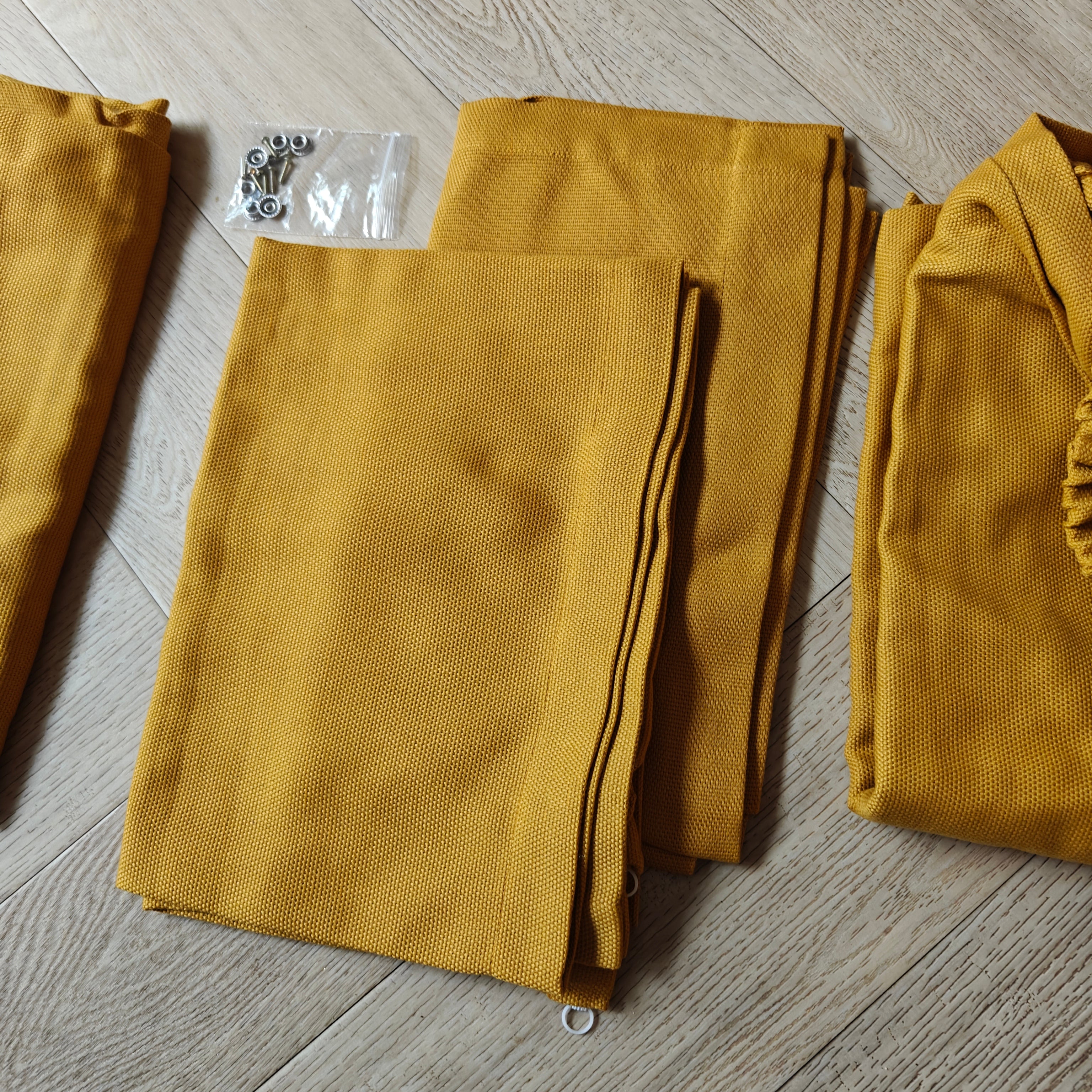 VW T2 Bus Curtains set, yellow, 10 pieces, Westfalia, 8/1967-7/1979