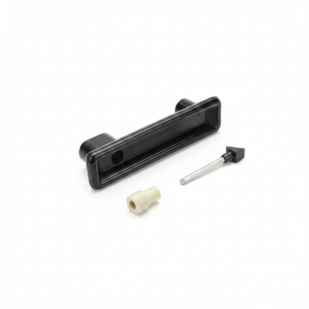 VW T2 Bus | Cupboard door handle black with white push button, Westfalia, 8/1967-7/1979